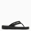 Coperni Logo-appliquéd Rubber-trimmed Croc-effect Patent Leather Flip Flops In Black