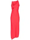 Coperni Red Asymmetric Flower Maxi Dress In Red