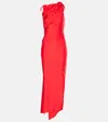 Coperni Red Asymmetric Flower Maxi Dress In Red