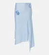 Coperni Flower Stretch Jersey Midi Skirt In Blue