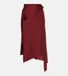Coperni Flower Jersey Midi Skirt In Red Rhubarb