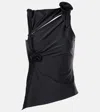 Coperni Asymmetric Rosette-detailed Satin Top In Black