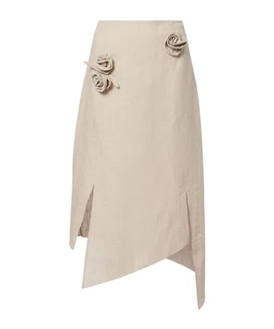 Coperni Floral Appliqué Asymmetrical Midi Skirt In Neutral