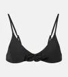 Coperni Flower-detailed Bikini Top In Black