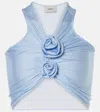 Coperni Floral-appliqué Crop Top In Blue