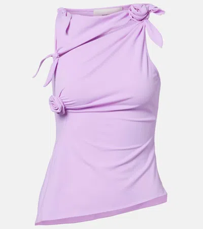 Coperni Sleeveless Side Slit Top Soft Asymmetric Bow In Pink