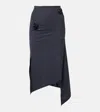 Coperni Floral-appliqué Jersey Midi Skirt In Gray