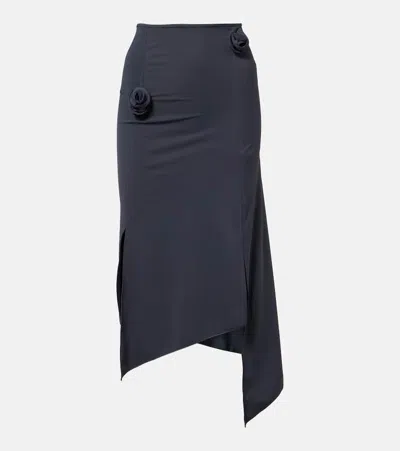 Coperni Floral-appliqué Jersey Midi Skirt In Gray