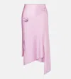 Coperni Floral-appliqué Satin Midi Skirt In Pink