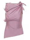 Coperni Sleeveless Side Slit Top Soft Asymmetric Bow In Pink