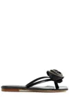 Coperni Zip Flower Slanted Flip-flop In Black In Beige