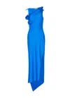 Coperni Womens Blue Sapphire Floral-embellished Asymmetric Stretch-jersey Maxi Dress In Light Blue