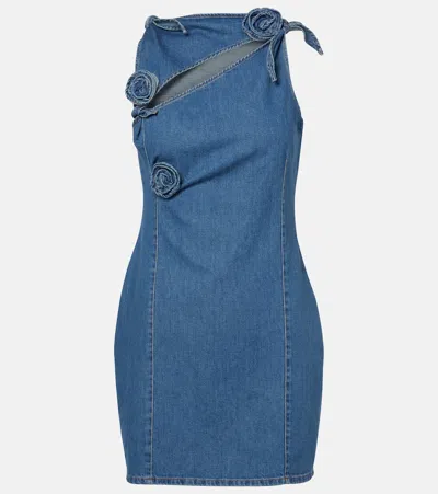 Coperni Asymmetric Denim Mini Dress In Blue