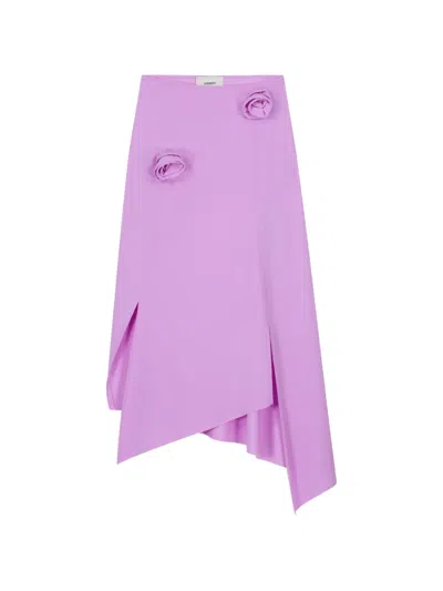 Coperni Floral Asymmetric Mid Skirt In Purple