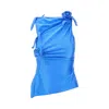 Coperni Asymmetric Stretch Jersey Top In Blue