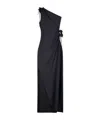 Coperni Womens Black Asymmetric Flower Stretch-jersey Gown Xs In Blue