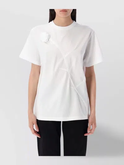 Coperni Floral Embellished Round Neck T-shirt In White