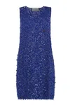 Coperni Floral Lace Dress In Blue