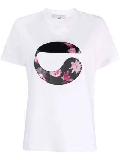Coperni Floral Logo-patch T-shirt In White