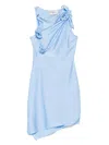Coperni Asymmetric Mini Dress With Knotted Accents In Blue