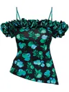Coperni Floral-print Blouse In Black