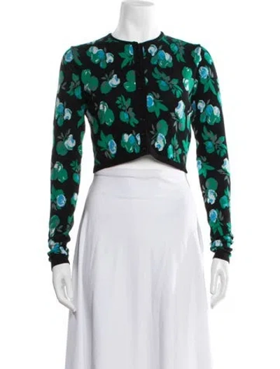 Pre-owned Coperni Floral Print Crew Neck Sweater In Black/green