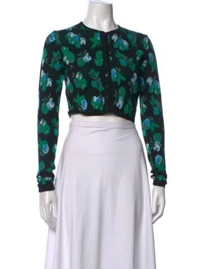 Pre-owned Coperni Floral Print Crew Neck Sweater In Green