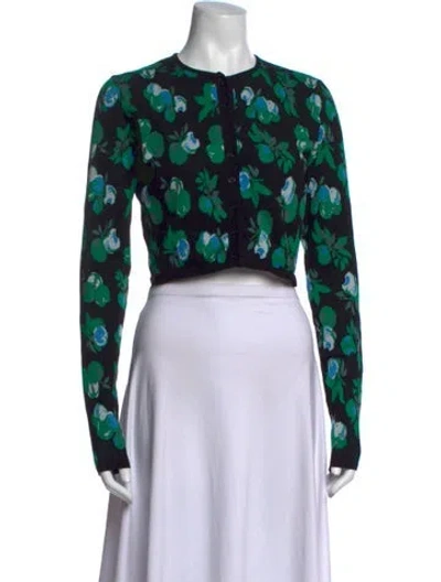 Pre-owned Coperni Floral Print Crew Neck Sweater In Green