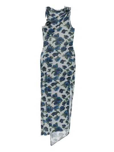 Coperni Floral-print Maxi Dress In Blue