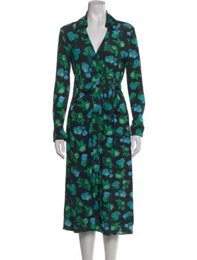 Pre-owned Coperni Floral Print Midi Length Dress In Green