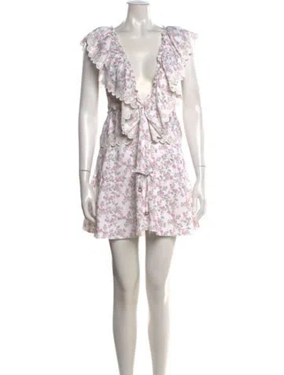Pre-owned Coperni Floral Print Mini Dress In White