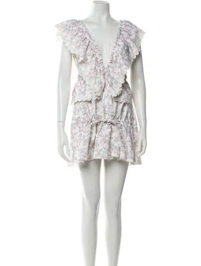 Pre-owned Coperni Floral Print Mini Dress In White