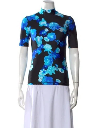 Pre-owned Coperni Floral Print Mock Neck Top In Black