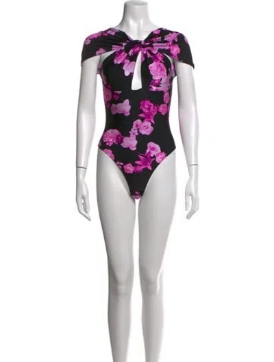 Pre-owned Coperni Floral Print Plunge Neckline Bodysuit In Multicolor