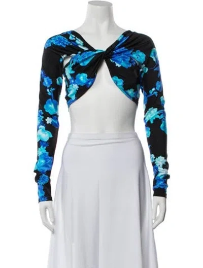 Pre-owned Coperni Floral Print V-neck Crop Top W/ Tags In Multicolor