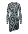 Coperni Suspended Ascii Floral Long Sleeve Jersey Dress In Blue