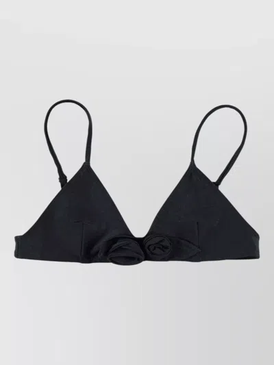 Coperni Floral Triangle Bikini Top Bow Detail In Blue