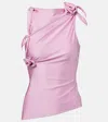 Coperni Sleeveless Side Slit Top Soft Asymmetric Bow In Pink
