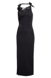 Coperni Flower Asymmetric Lace Dress In Black