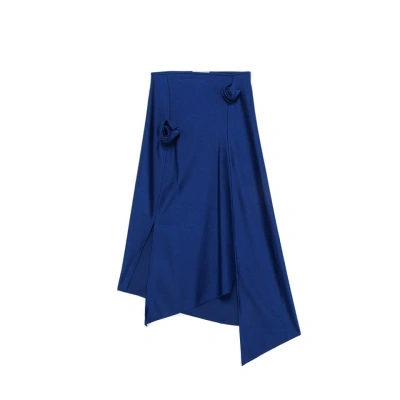 Coperni Flower Asymmetric Midi Skirt In Blue