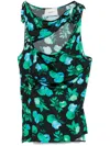 Coperni Asymmetric Flower Sleeveless Top In Black