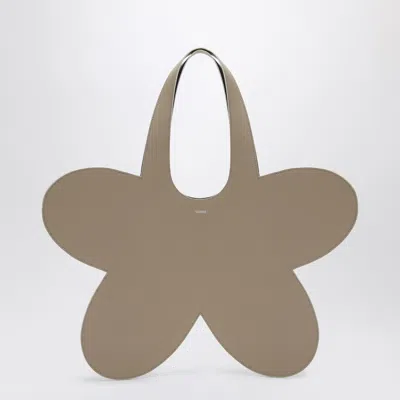 Coperni Flower Beige Leather Tote Bag In Cream