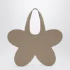 Coperni Flower Beige Leather Tote Bag In Gray