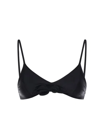 Coperni Flower Bikini Top In Black