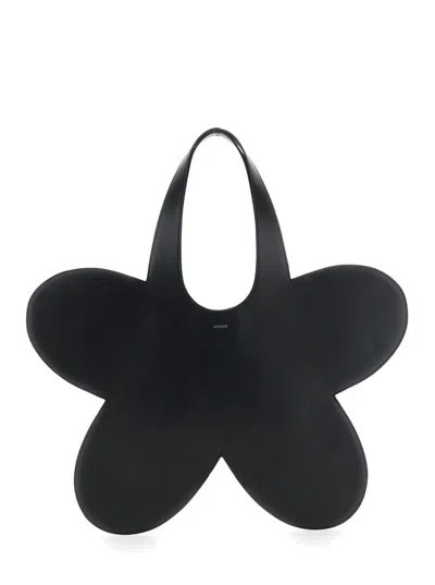 COPERNI 'FLOWER' BLACK FLOWER-SHAPED HANDBAG WITH CUT-OUT HANDLE