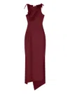 Coperni Flower Embellished Asymmetric Gown In Red