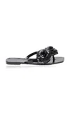 Coperni Flower-embellished Flip Flops In Black