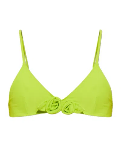 Coperni Flower Gathered Bikini Top In Green