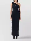 Coperni Flower Gown With Asymmetric Petal Knots In Blue