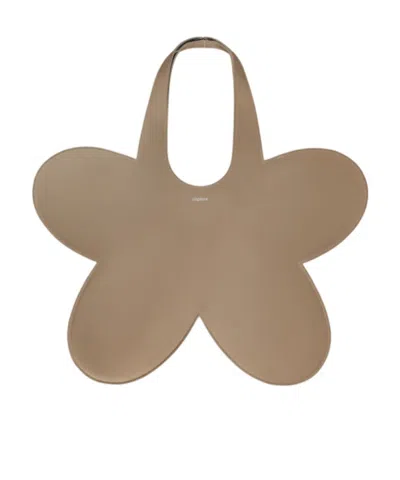 Coperni Flower Oversized Tote Bag In Beige